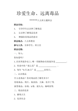 班珍爱生命远离毒品