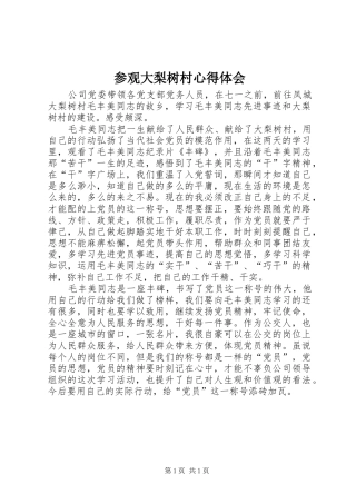 参观大梨树村心得体会