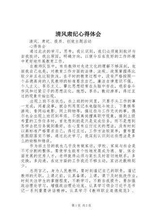 清风肃纪心得体会