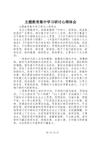 主题教育集中学习研讨心得体会