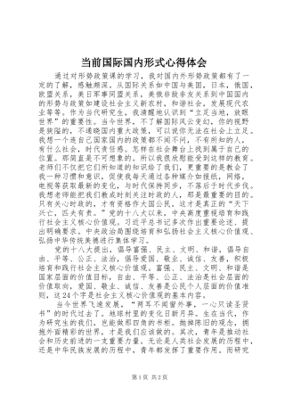 当前国际国内形式心得体会