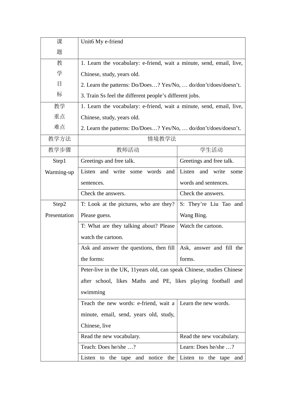 译林英语五年级上册Unit6Mye-friend课时1教案_第1页