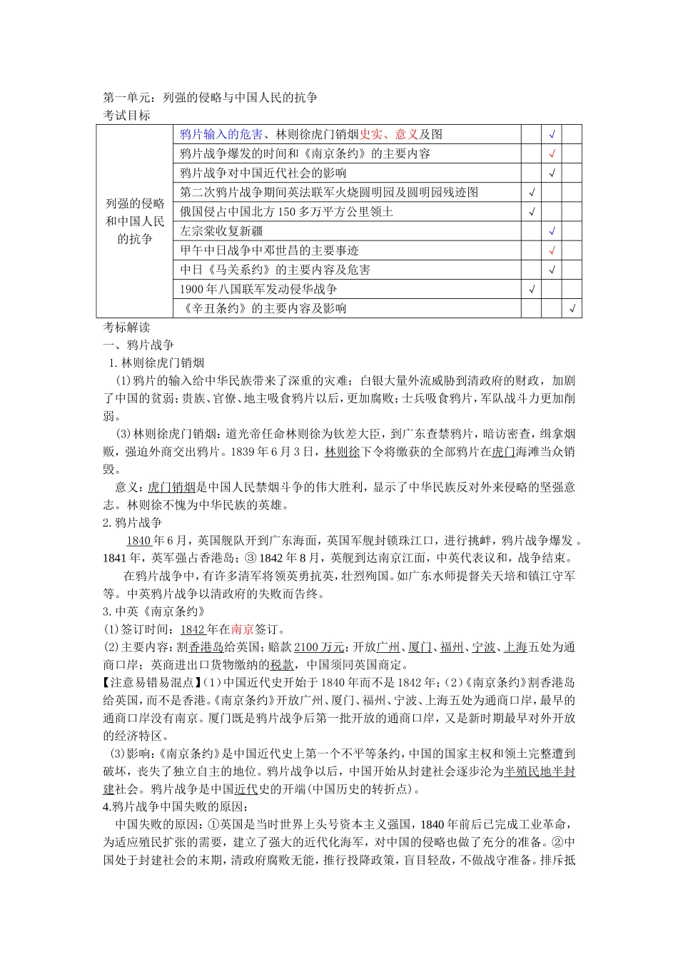 第一专题：侵略与反抗复习要点_第1页