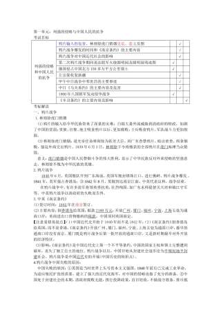 第一专题：侵略与反抗复习要点