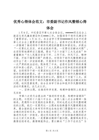 优秀心得体会范文：市委副书记作风整顿心得体会