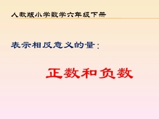 小学数学六年级下册正负数