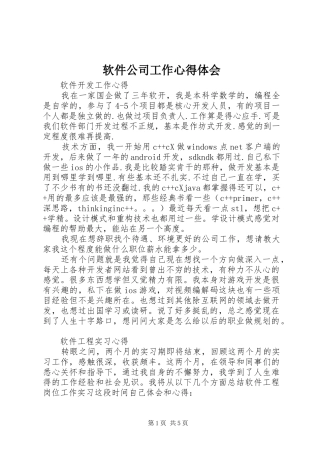 软件公司工作心得体会