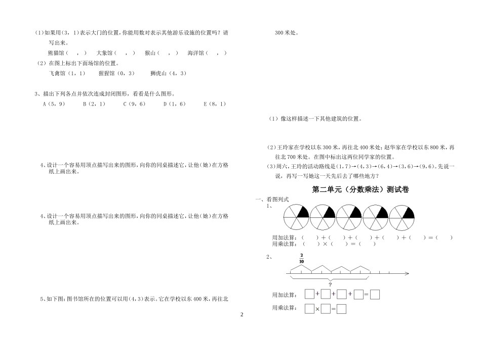 小学六年级数学各单元练习题集_第2页