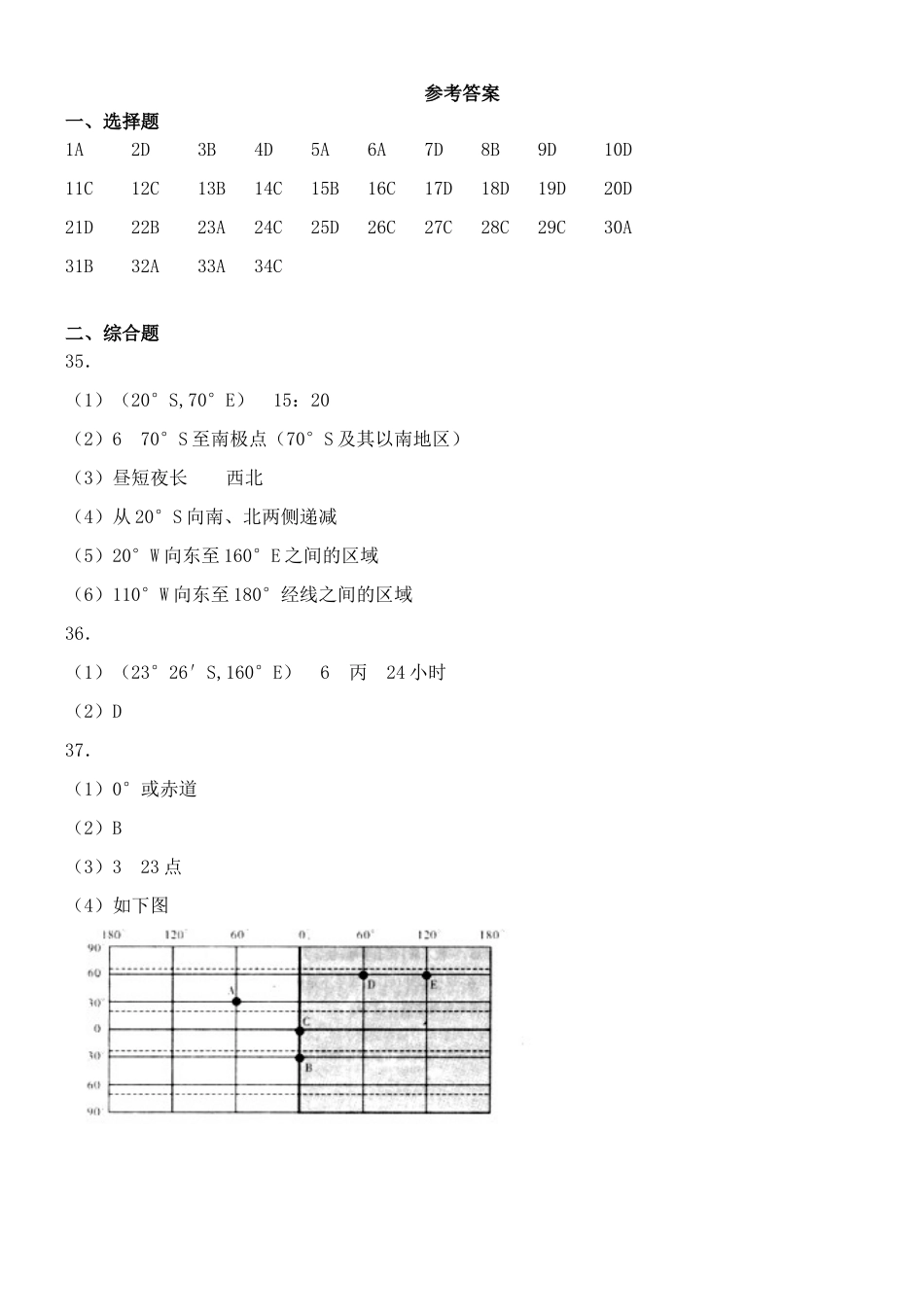 第一章：行星地球答案_第1页