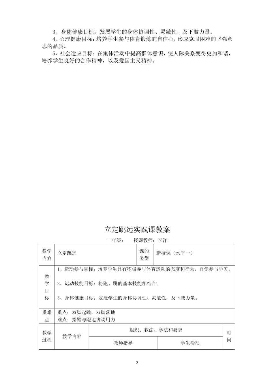 小学体育《立定跳远》教学设计_第2页