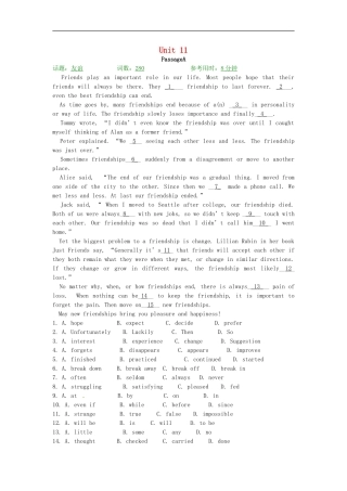 【精品解析】2016届中考英语完形填空与阅读理解复习练习+Unit+11