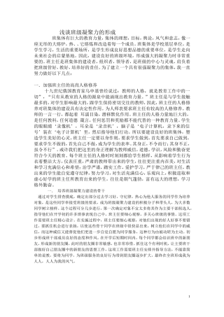 浅谈班级凝聚力的形成