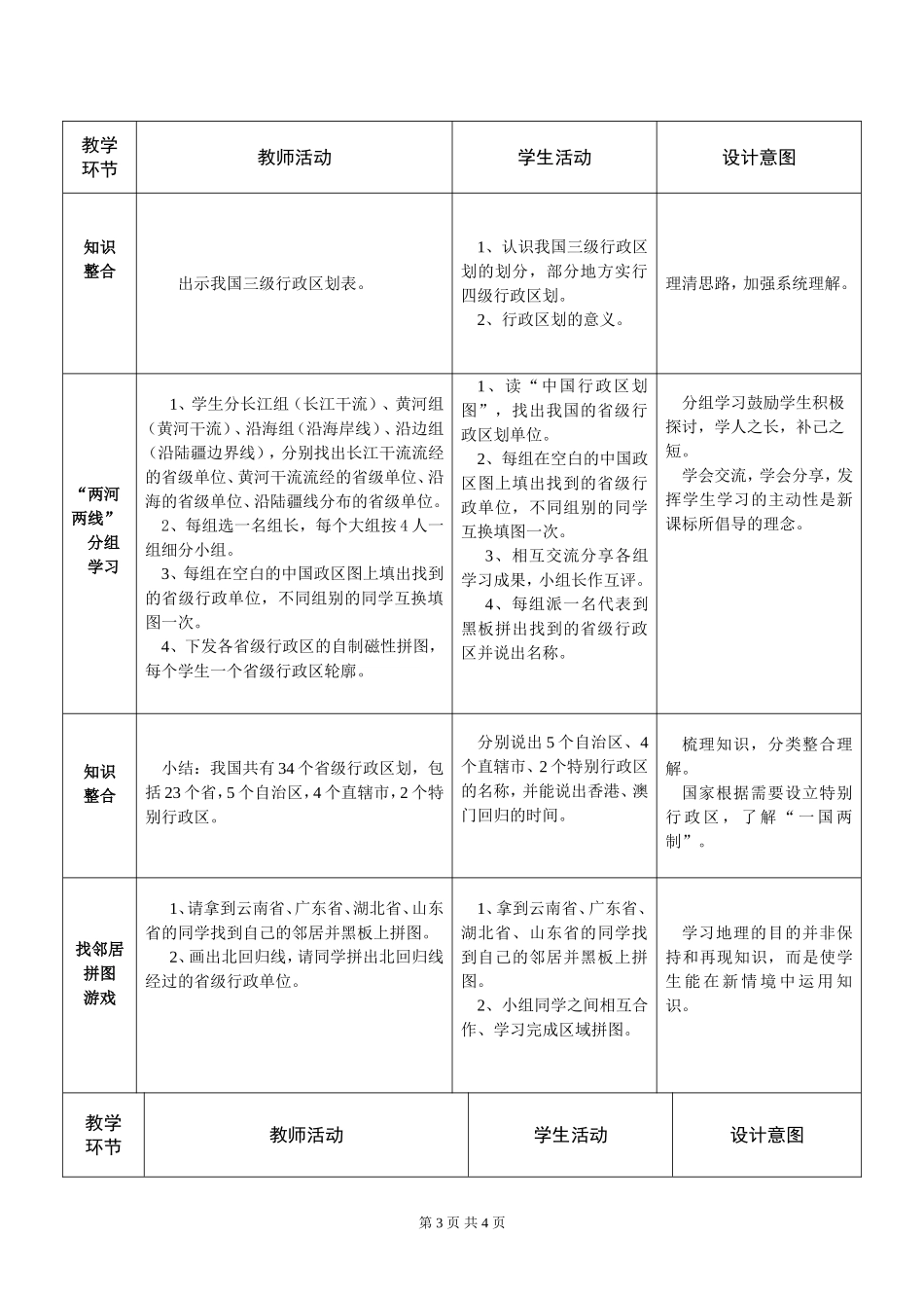 中国的行政区划教学设计_第3页
