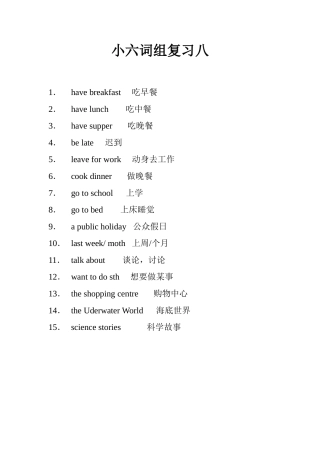 小六词组复习八