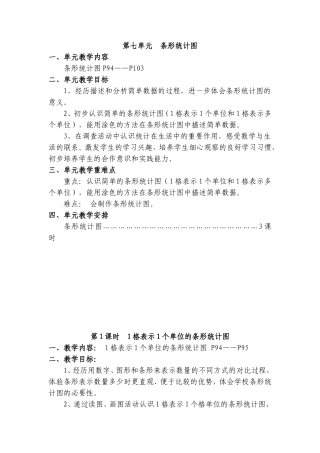 2014--2015年人教版四年级上册第七单元《条形统计图》教案