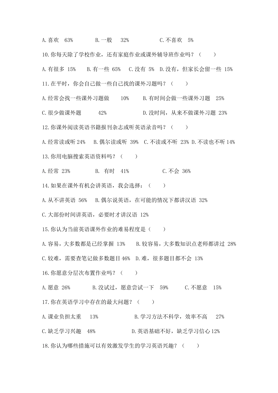 关于初中英语课外作业优化设计的调查报告_第3页