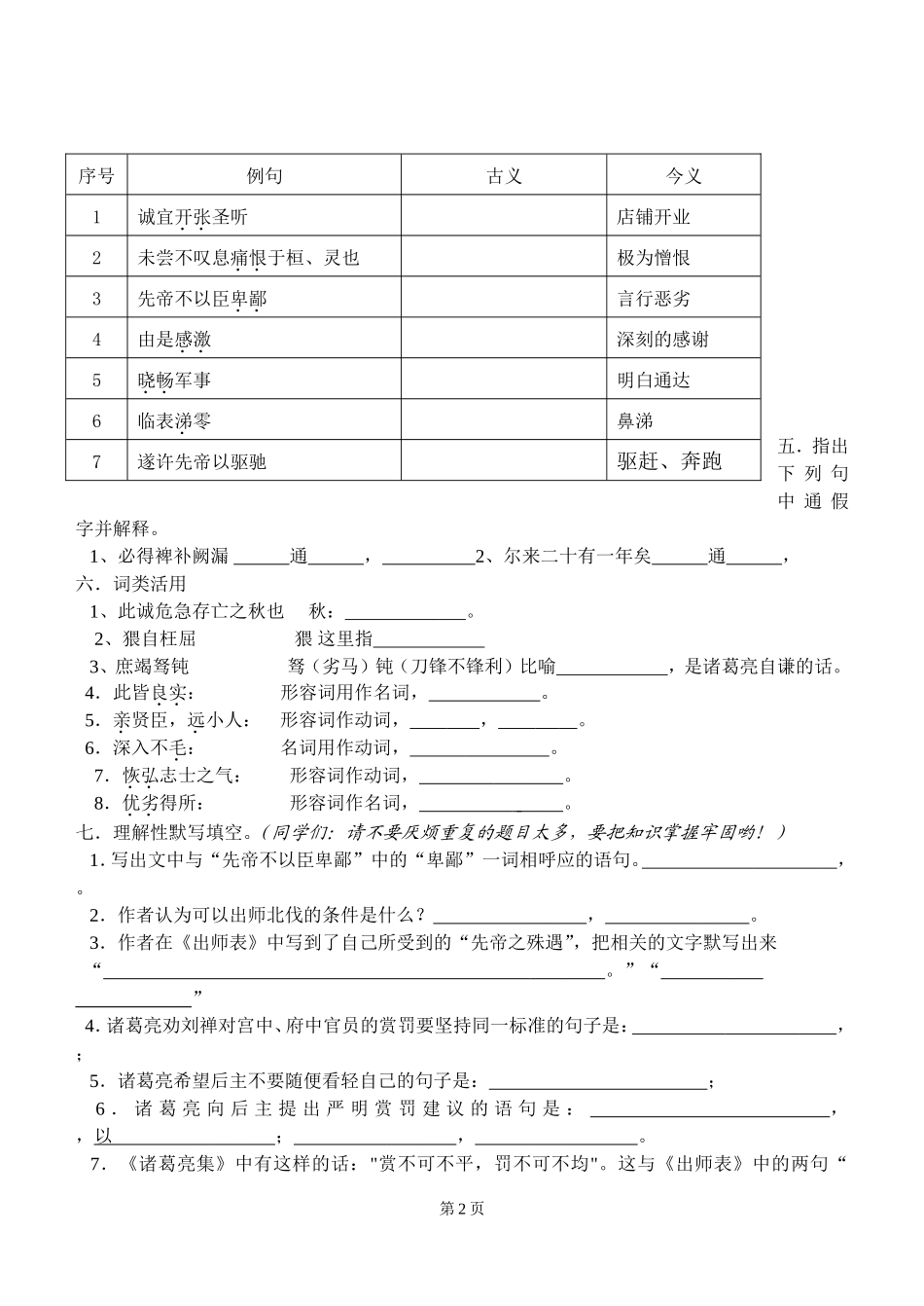 文言文专题复习之《出师表》强化训练_第2页