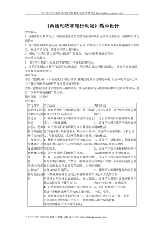 两栖动物和爬行动物教学设计