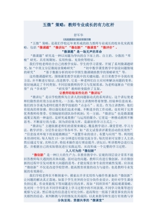 五微策略教师专业成长的杠杆