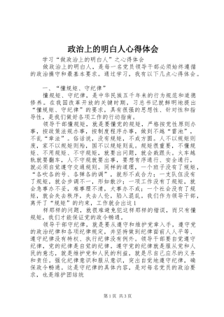 政治上的明白人心得体会