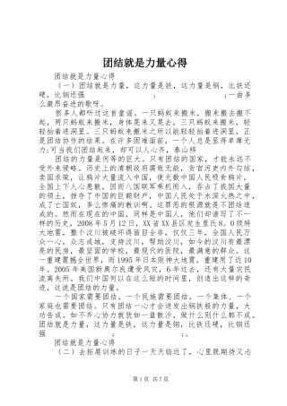 团结就是力量心得