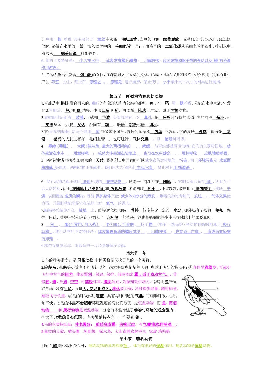 2013新人教版第五单元第一章_动物的主要类群》复习资料_第3页