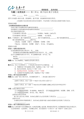 离子反应离子方程式