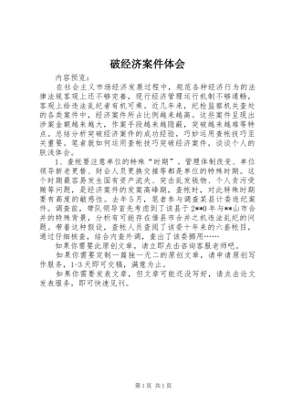 破经济案件体会