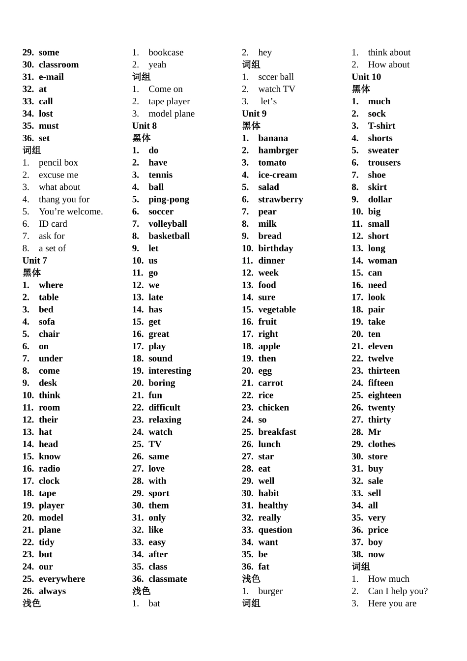 六--九年级单词按单元顺序排列英译汉_第2页