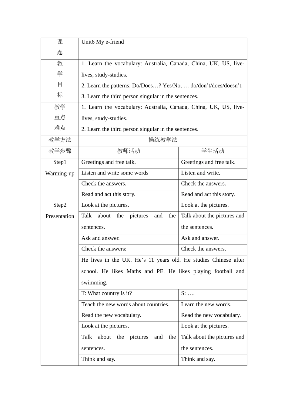 译林英语五年级上册Unit6Mye-friend课时2教案_第1页