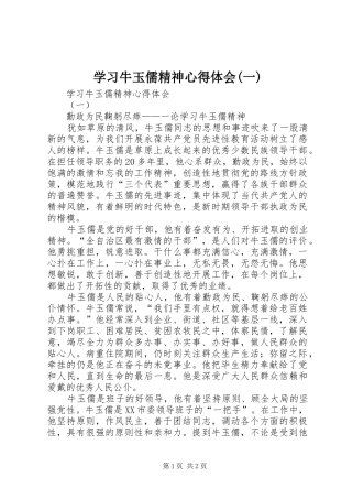 学习牛玉儒精神心得体会(一)