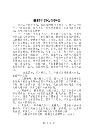 驻村干部心得体会