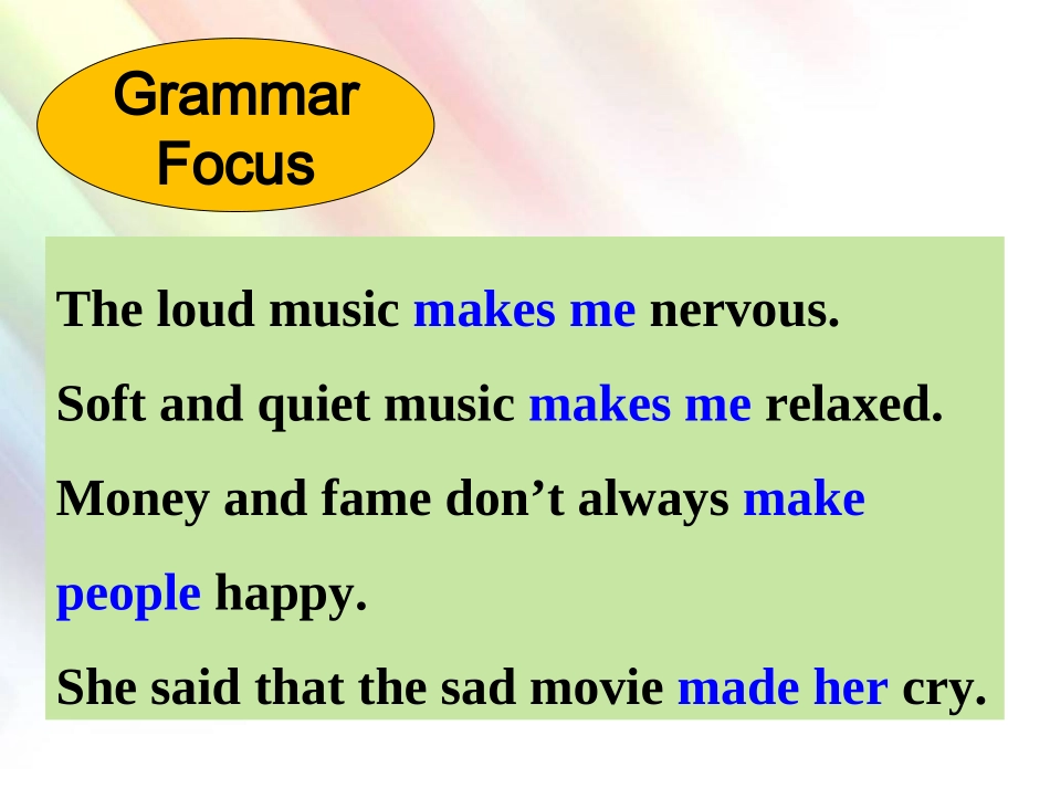 2014人教版新目标英语九年级Unit11__Sad_movies_make_me_cry_Section_A_(Grammar_Focus-4c)_第3页