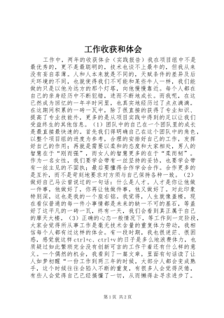 工作收获和体会