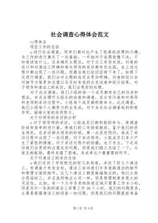 社会调查心得体会范文