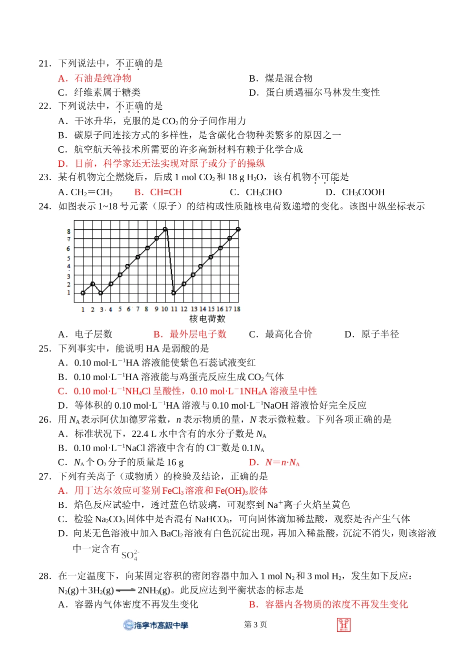 2013年6月浙江学考化学试卷－共享_第3页