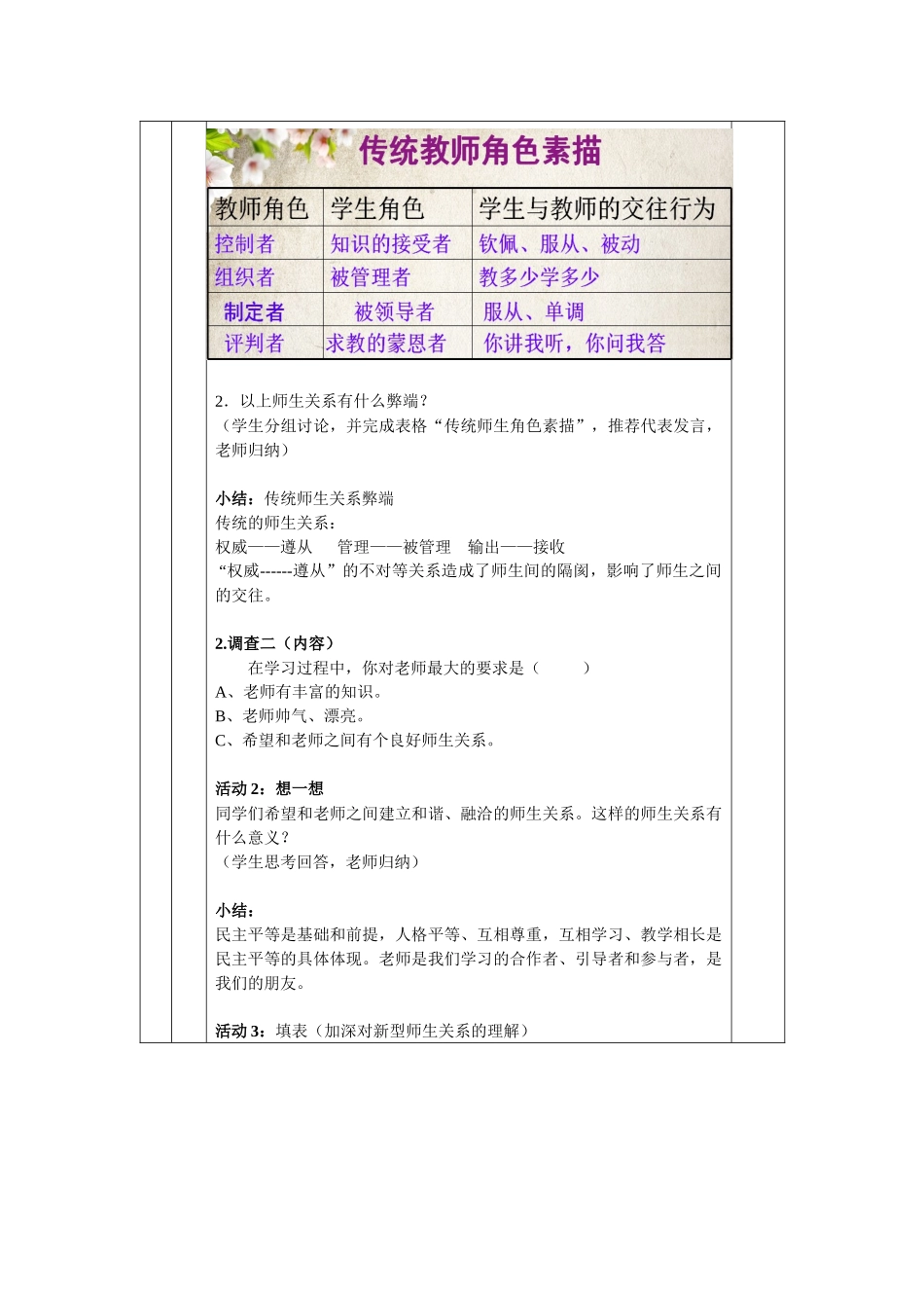 饶丽芬第二次作业人教版八年级政治上册第四课第二框主动沟通健康成教学设计_第3页