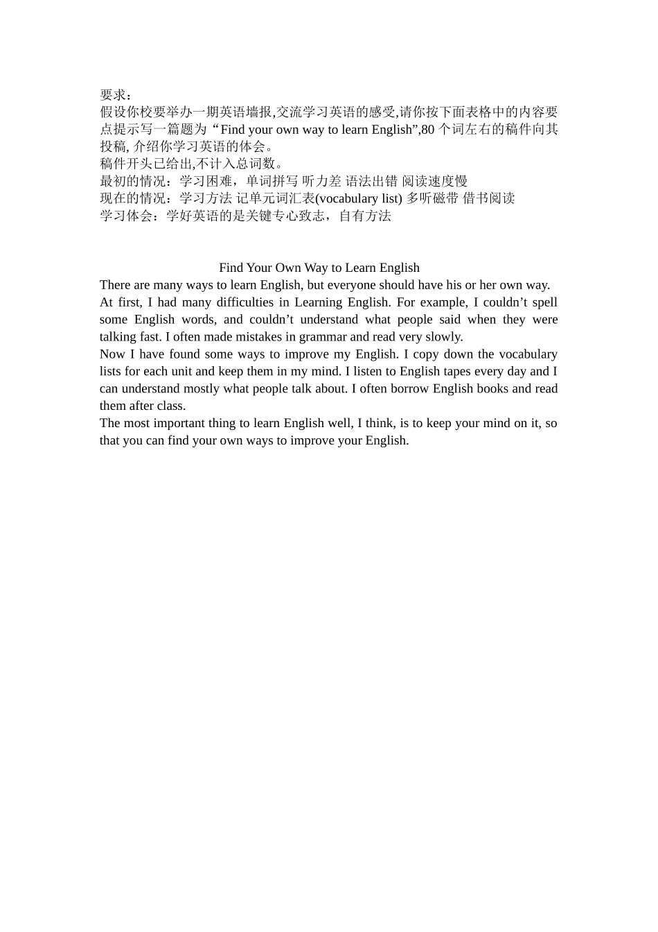 写作---FindyourownwaytolearnEnglish_第1页