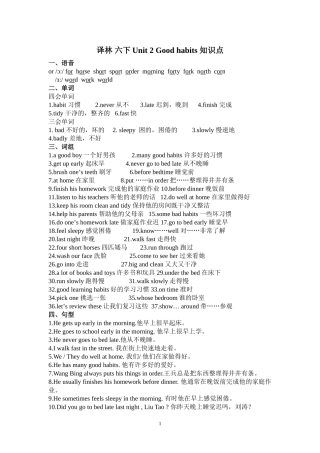 2015六下U2知识汇总