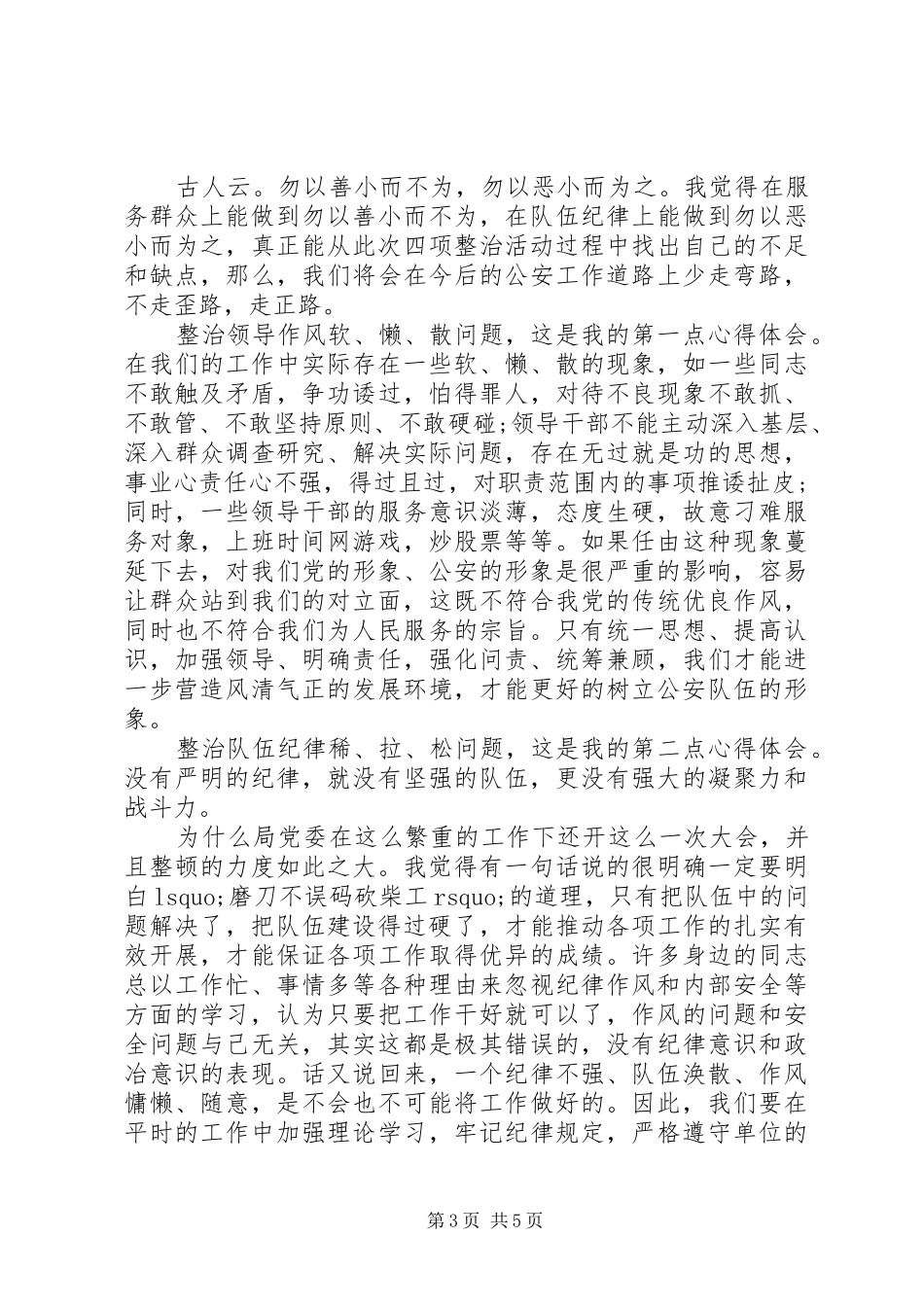 公安四项整治心得体会_第3页