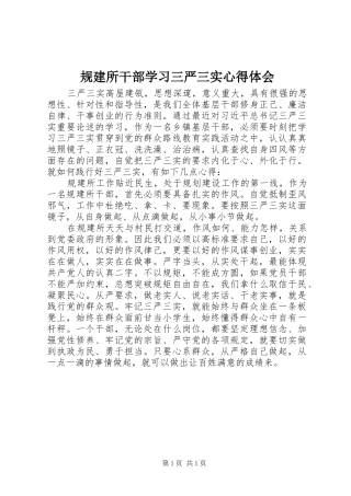 规建所干部学习三严三实心得体会