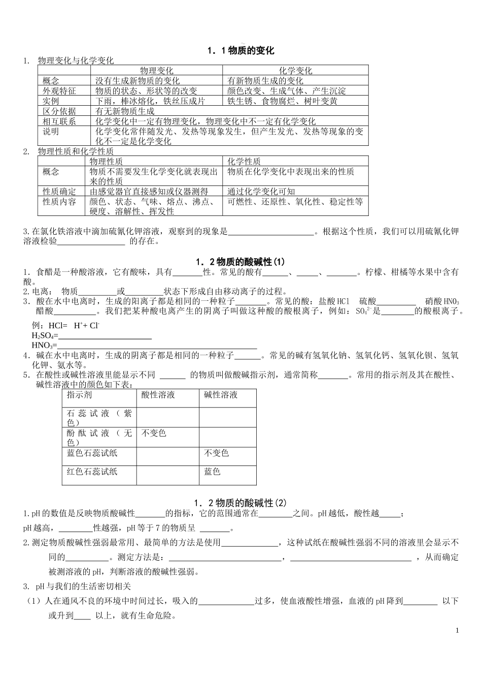 九（上）1-2章知识要点_第1页