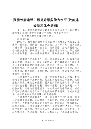 围绕效能建设主题提升服务能力水平(效能建设学习体会吴钢)