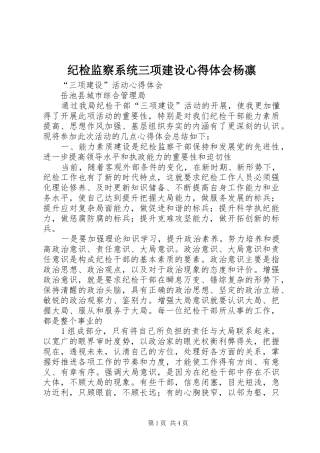 纪检监察系统三项建设心得体会杨凛