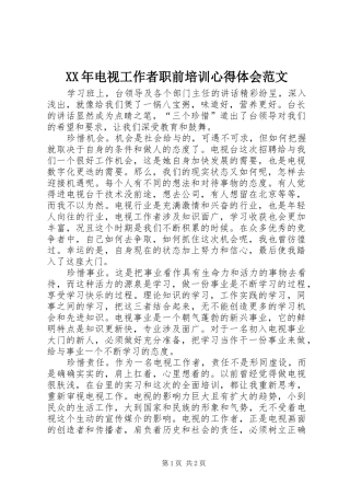 XX年电视工作者职前培训心得体会范文