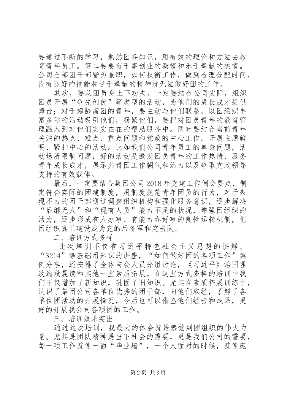 集团公司“青年大学习”团干部培训心得体会_第2页