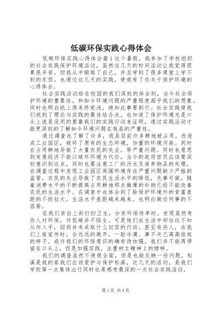 低碳环保实践心得体会