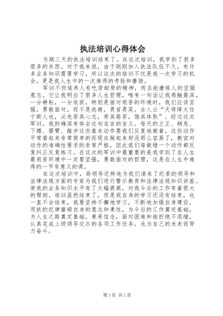 执法培训心得体会