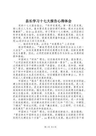 县长学习十七大报告心得体会