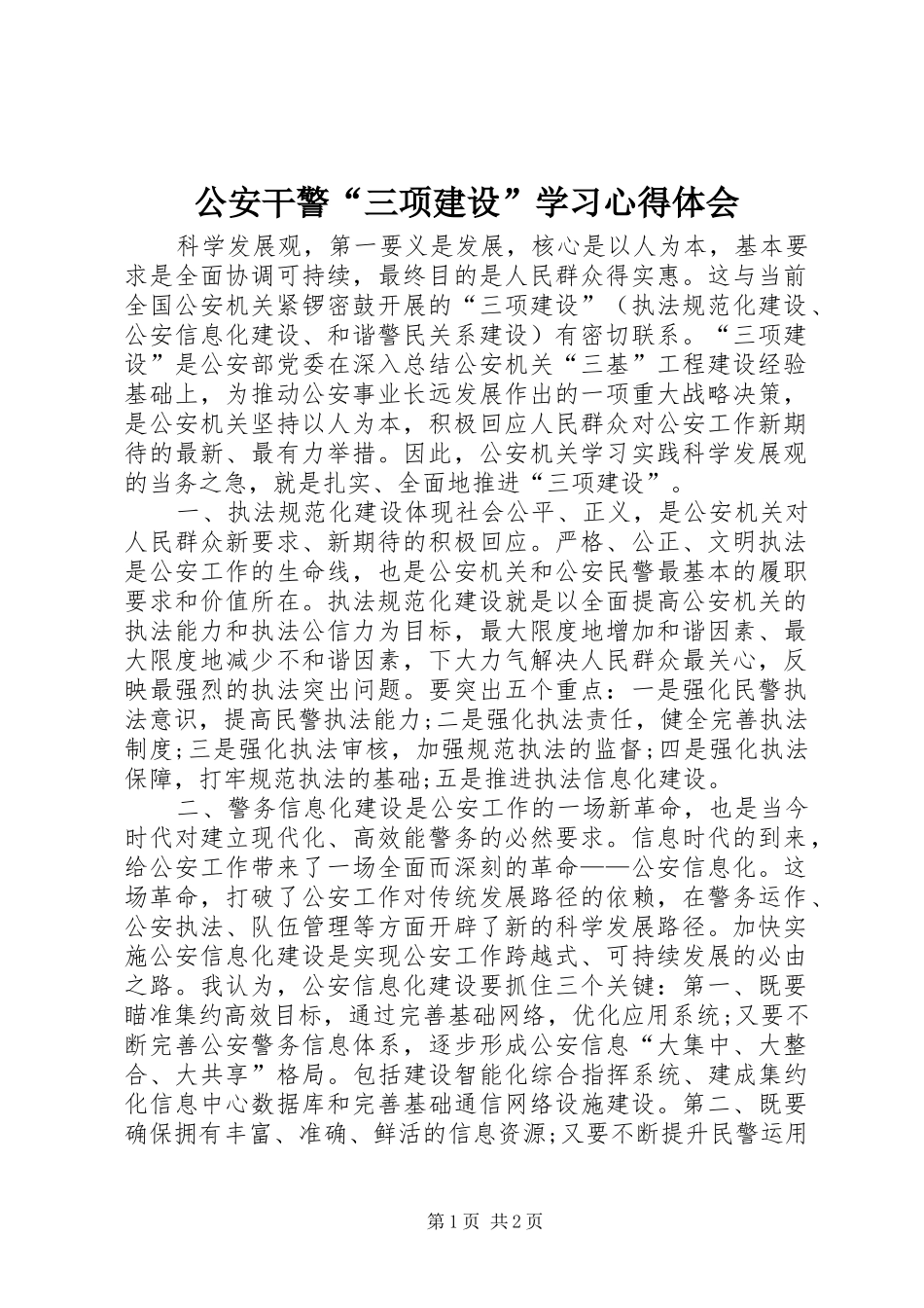 公安干警“三项建设”学习心得体会_第1页